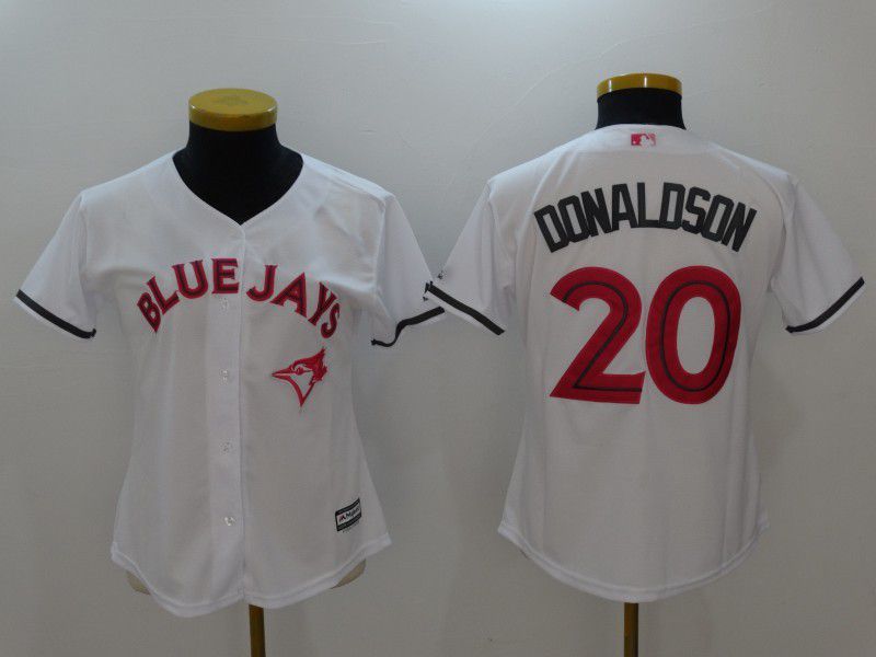 Women 2017 MLB Toronto Blue Jays #20 Donaldson White Jerseys->->Women Jersey